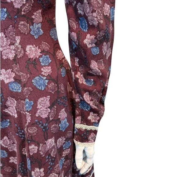 Vintage Gunne Sax Jessica McClintock Purple Floral Statement Collar Dress Small - Picture 6 of 12